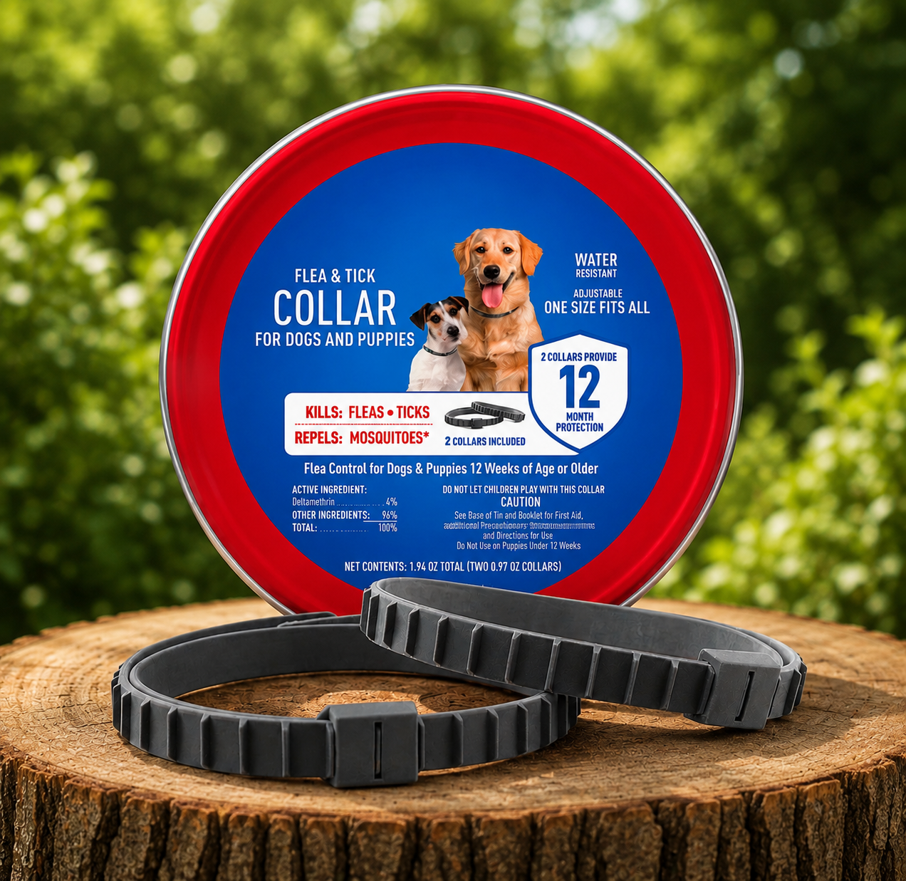 Flea & Tick Collar for Dogs & Puppies, Flea Collar for 12 Month Prevention, Kills Fleas, Ticks & Repels Mosquitoes, excluding California, One Size Fits All Dogs & Puppies, 2 Count