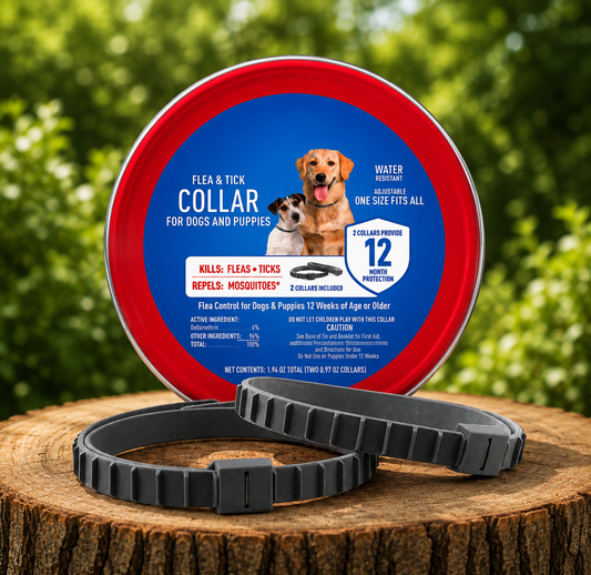 Flea & Tick Collar for Dogs & Puppies, Flea Collar for 12 Month Prevention, Kills Fleas, Ticks & Repels Mosquitoes, excluding California, One Size Fits All Dogs & Puppies, 2 Count